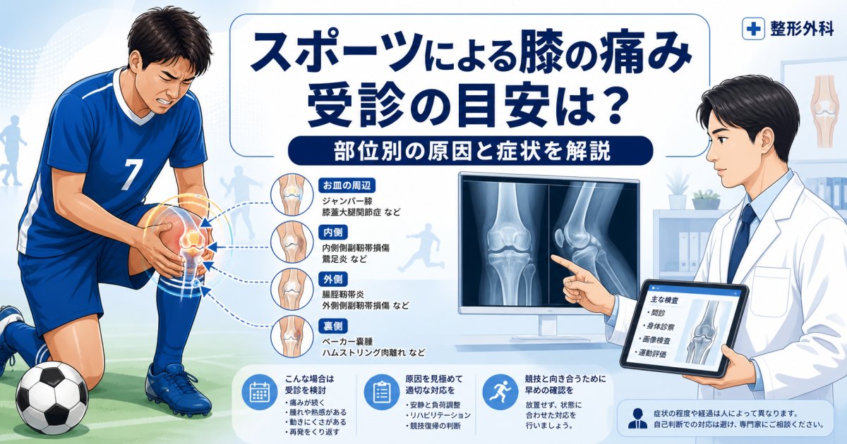 スポーツによる膝の痛みは受診すべき？部位別の原因と症状を解説