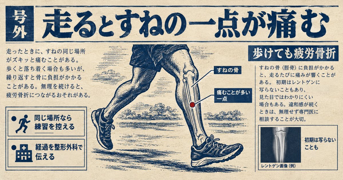 走るとすねの一点が痛む…歩けても疲労骨折？整形外科受診の目安