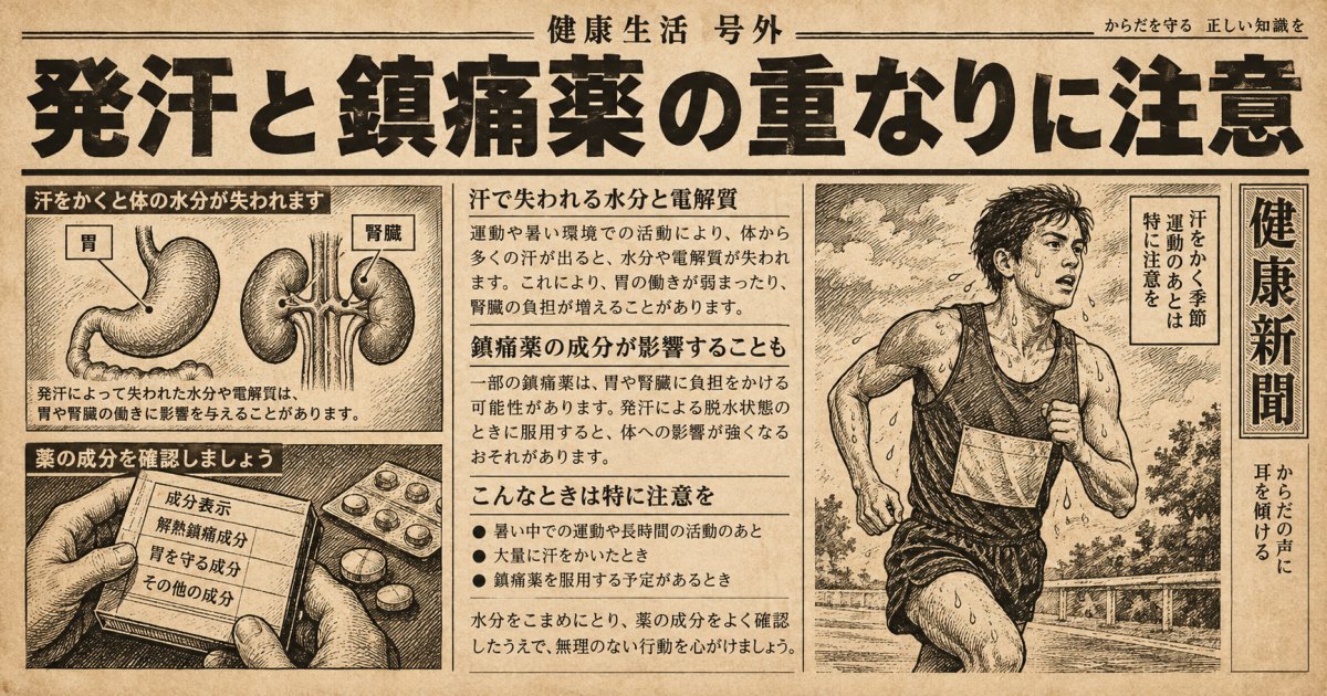 痛み止めを飲み続ける危険性は、汗をかくスポーツの条件で高まる